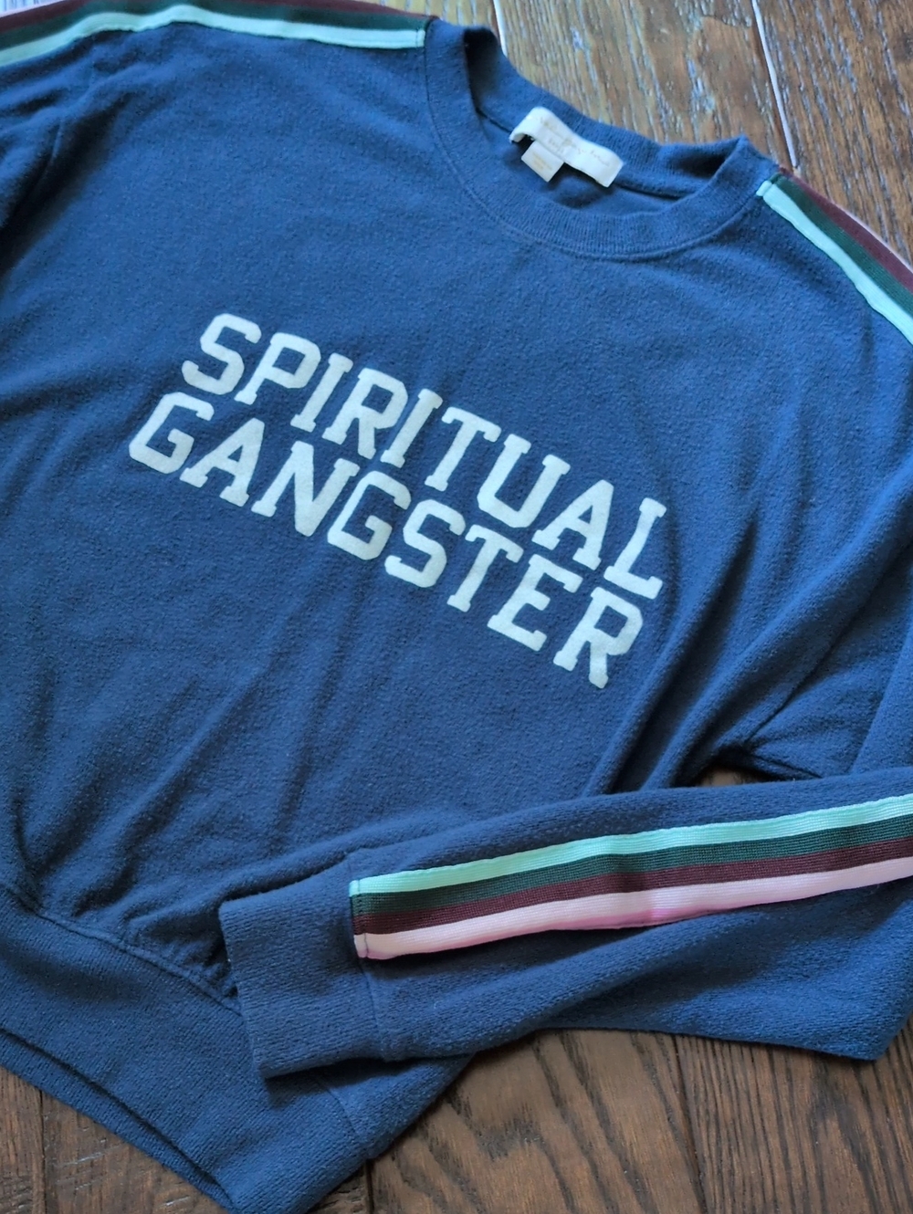 SPIRITUAL GANGSTER I Navy Blue Malibu Logo Crewneck Relaxed Fit Sweatshirt, S